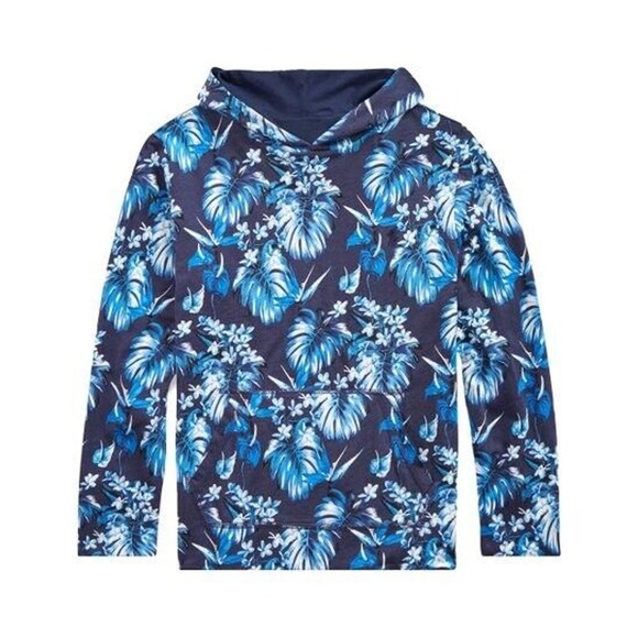 Polo Ralph Lauren Men's Tropical Print Blue Light Cotton Hoodie Size SP - Picture 1 of 11
